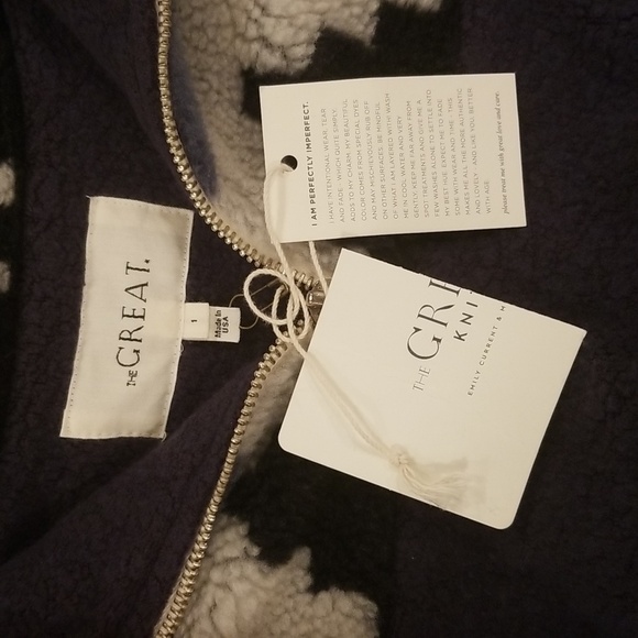 💕THE GREAT💕 The Fleece Half Zip Pullover ~ Navy Canyon Geo 1 NWT - Picture 14 of 16